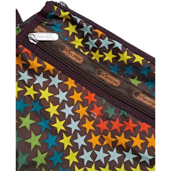 LeSportsac Deluxe Everyday Bag Purse Crossbody Stars Multicolor Brown Rainbow - Picture 2 of 10